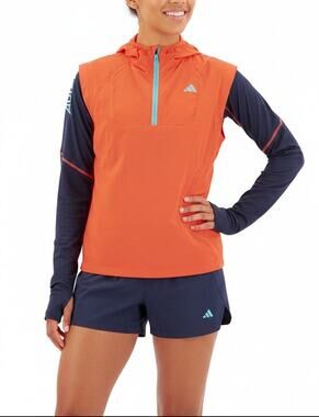 adidas AZ L Vest Orange Hooded Packable Running Vest XL